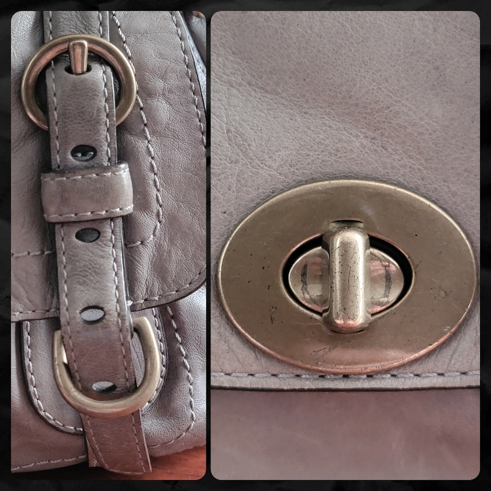 Coach 12705 Garcia Satchel Gray Olive Green Leather Y2K Brass Hardware Bag - Picture 6 of 16